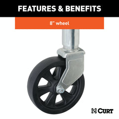 CURT 28116 Marine Jack with 8 Wheel (1,500 lbs, 10 Travel, Packaged)