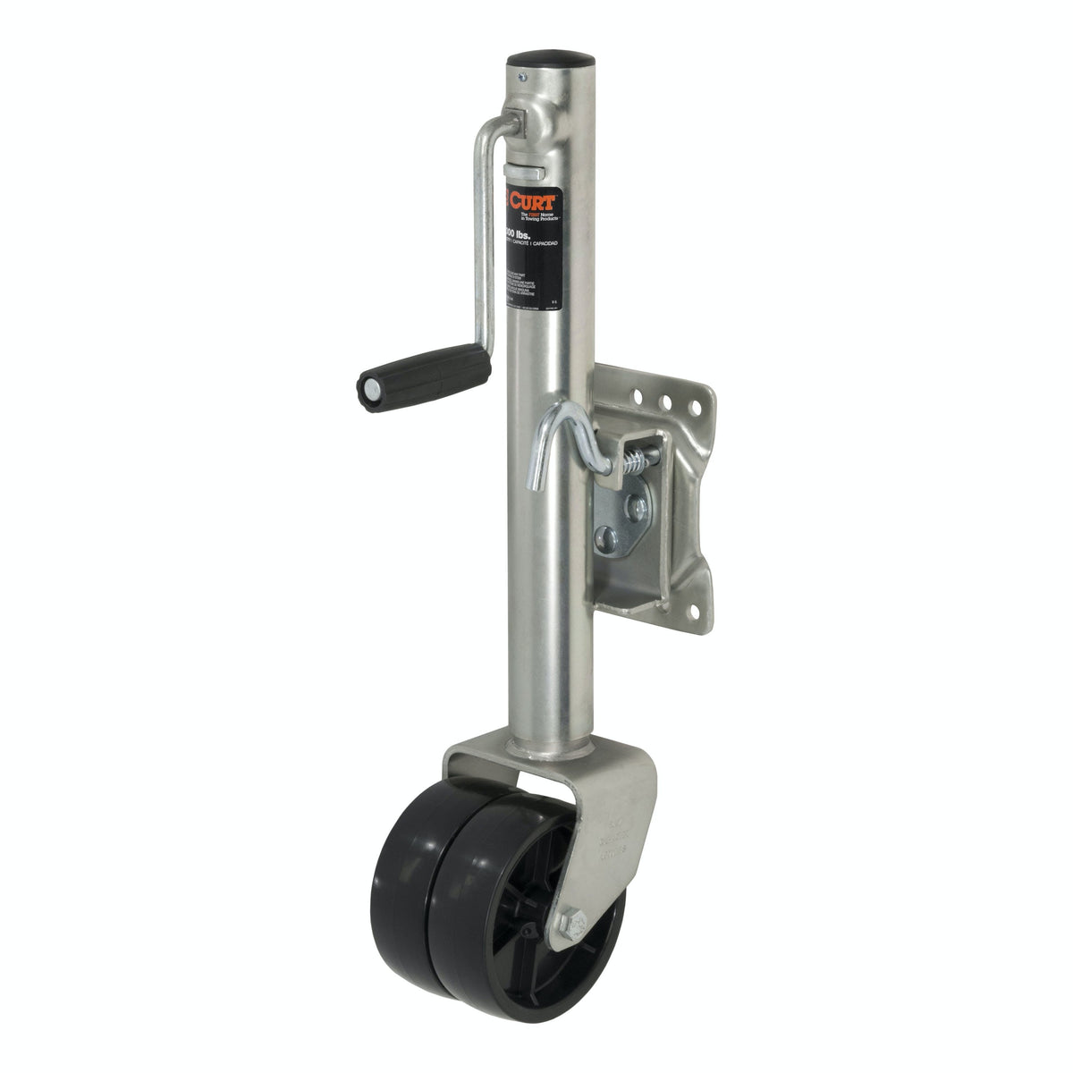 CURT 28155 Marine Jack with Dual 6 Wheels (1,500 lbs, 10 Travel)