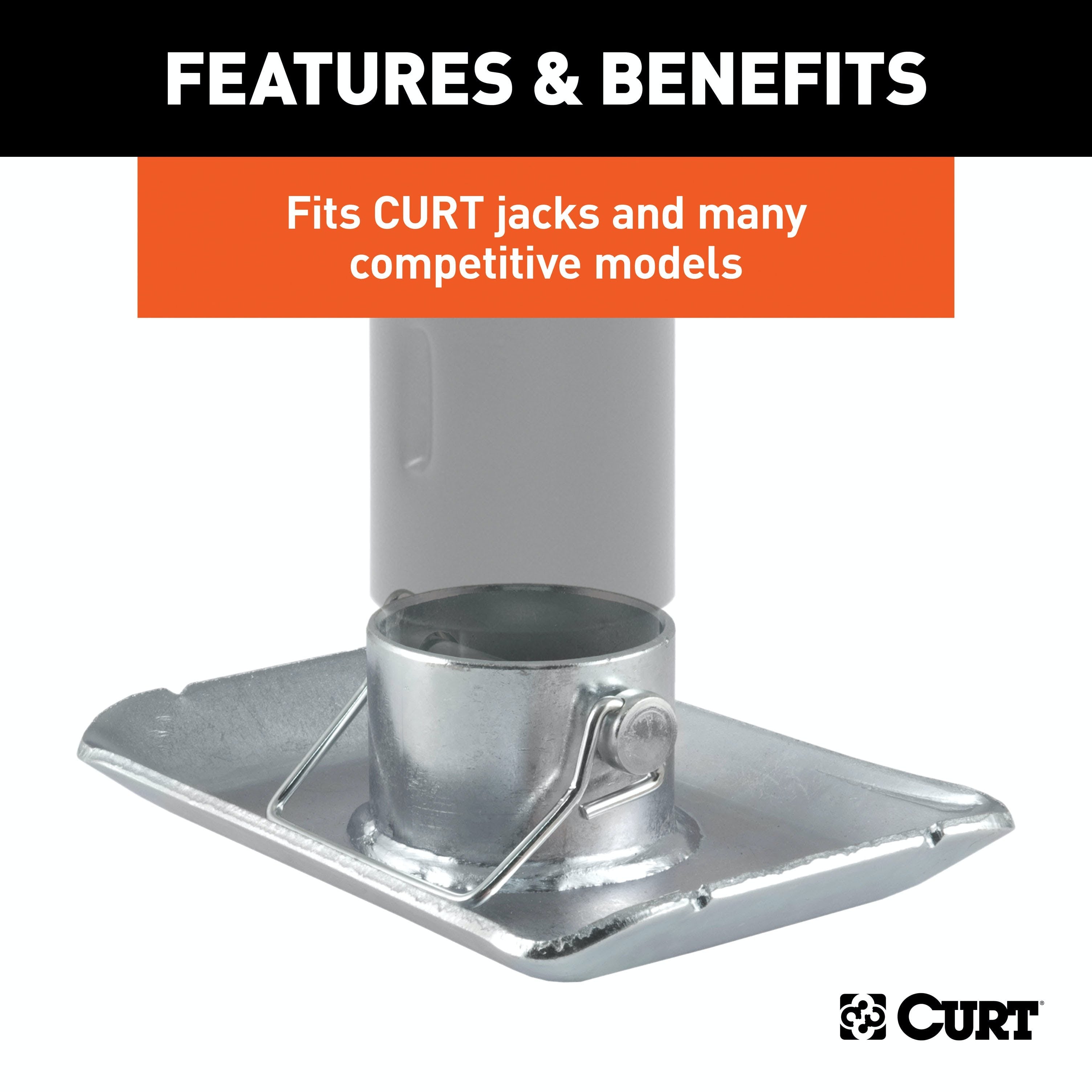 CURT 28273 Pin-On Jack Foot (Fits 2 Tube, 2,000 lbs, 1-11/16 Height, Packaged)