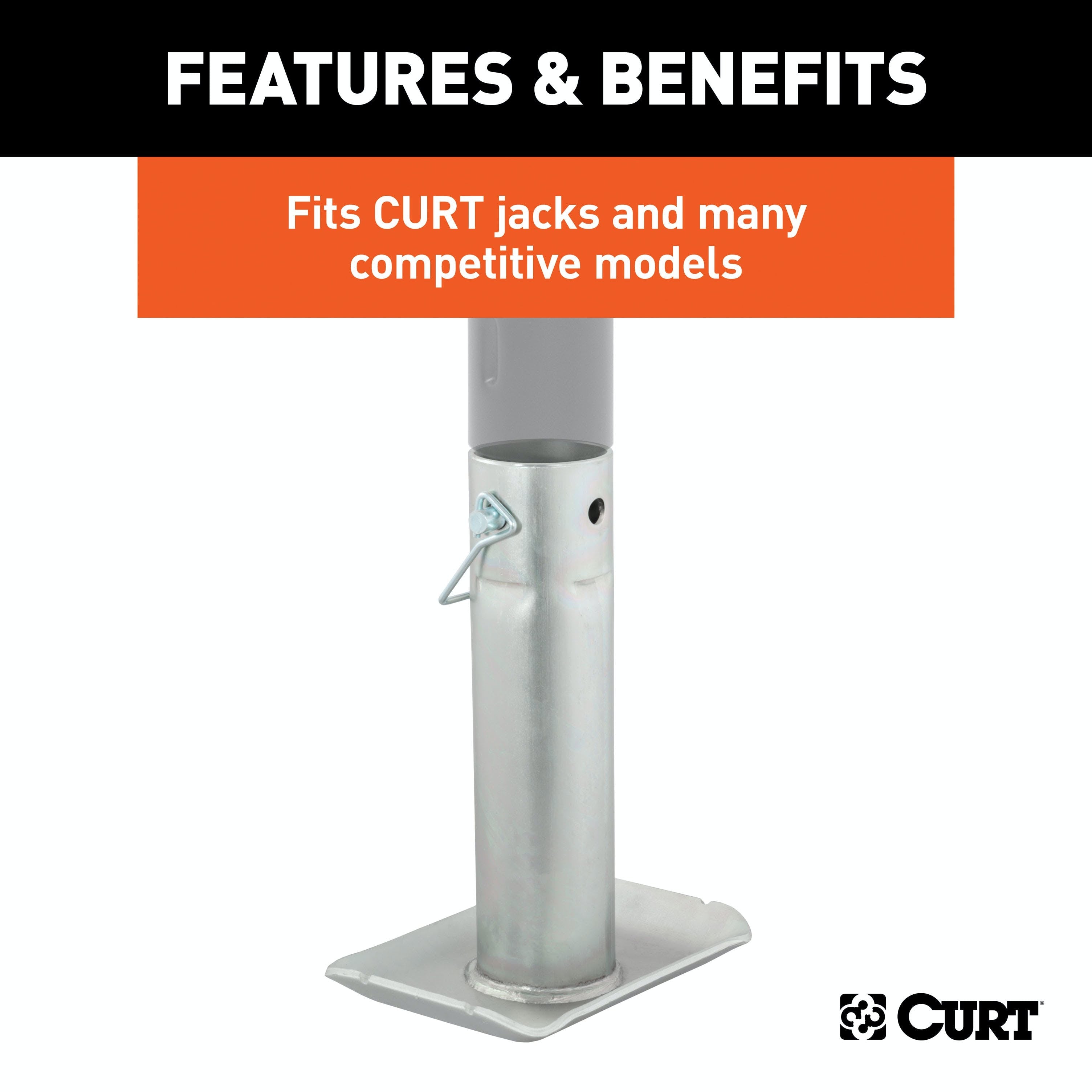 CURT 28274 Pin-On Jack Foot (Fits 2 Tube, 2,000 lbs, 8-1/2 Height)