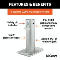 CURT 28275 Pin-On Jack Foot (Fits 2 Tube, 2,000 lbs, 8-1/2 Height, Packaged)