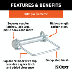 CURT 28279 3/8 Safety Pin (2-3/4 Pin Length, Packaged)