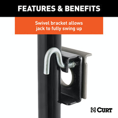 CURT 28300 Bracket-Mount Swivel Jack with Top Handle (2,000 lbs, 10 Travel)