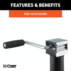 CURT 28321 Pipe-Mount Swivel Jack with Side Handle (2,000 lbs, 10 Travel)