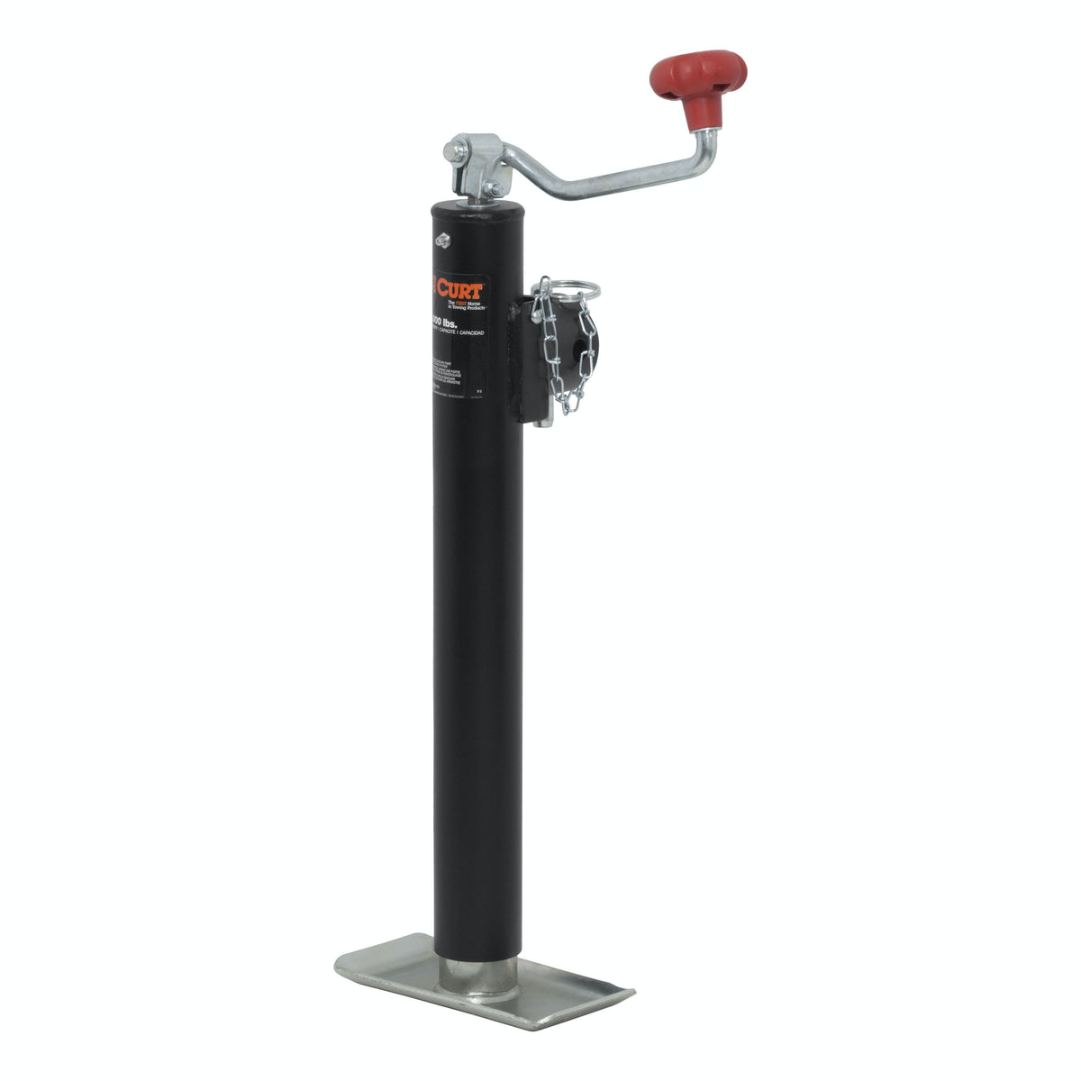 CURT 28322 Pipe-Mount Swivel Jack with Top Handle (2,000 lbs, 15 Travel)