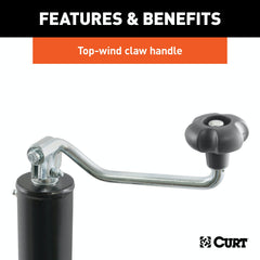 CURT 28322 Pipe-Mount Swivel Jack with Top Handle (2,000 lbs, 15 Travel)