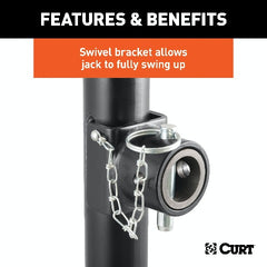CURT 28323 Pipe-Mount Swivel Jack with Top Handle (2,000 lbs, 15 Travel, Packaged)