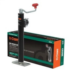 CURT 28324 Pipe-Mount Swivel Jack with Side Handle (2,000 lbs, 15 Travel)