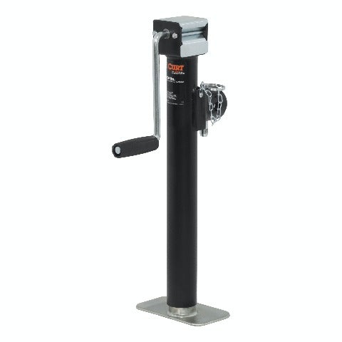DISCONTINUED - CURT 28358 Pipe-Mount Swivel Jack with Side Handle (5,000 lbs, 15 Travel)