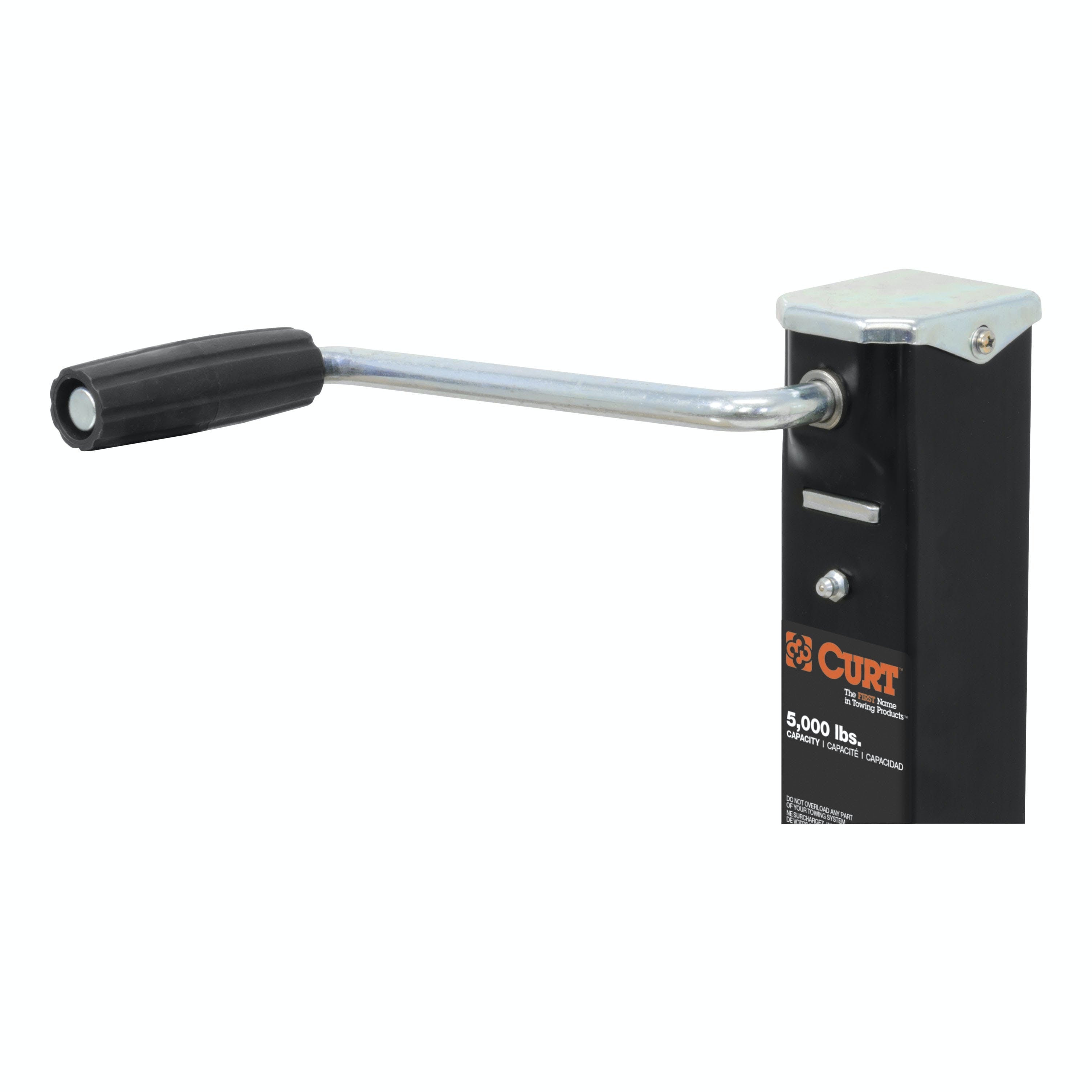 CURT 28359 Direct-Weld Square Jack with Side Handle (5,000 lbs, 15 Travel)