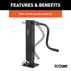 CURT 28512 Direct-Weld Square Jack with Side Handle (12,000 lbs, 12-1/2 Travel)
