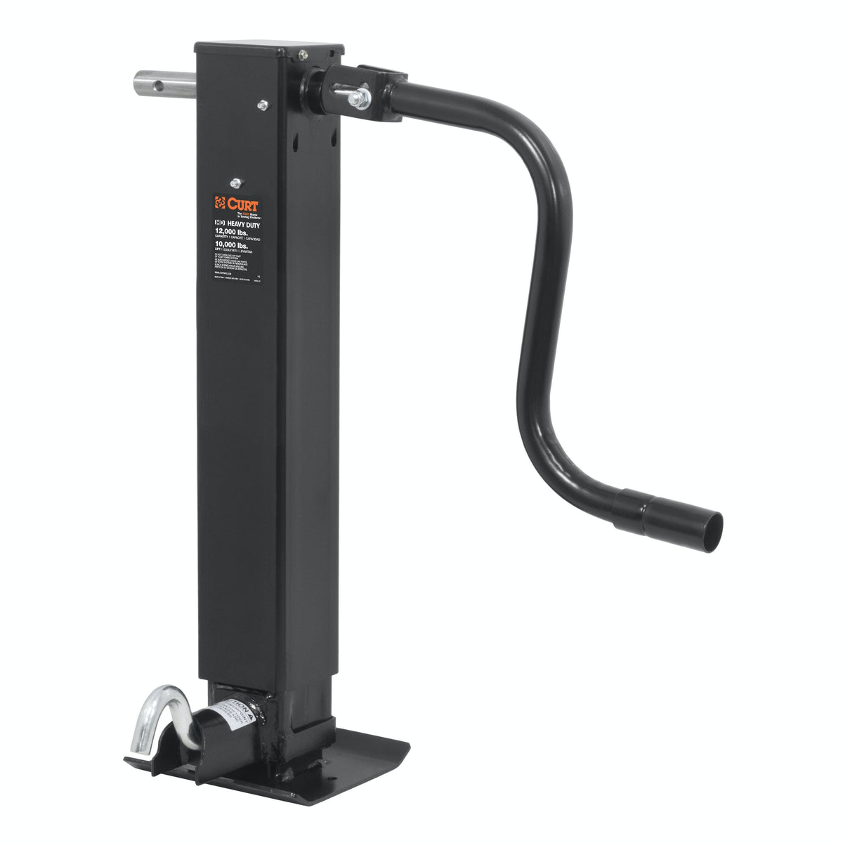 CURT 28512 Direct-Weld Square Jack with Side Handle (12,000 lbs, 12-1/2 Travel)