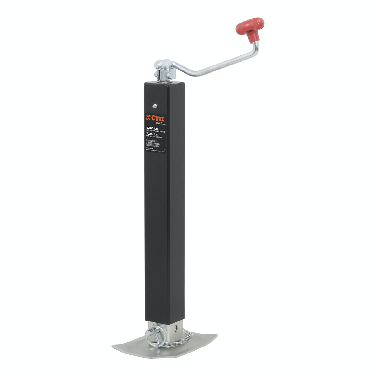 CURT 28570 Direct-Weld Square Jack with Top Handle (8,000 lbs, 15 Travel)