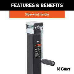 CURT 28575 Direct-Weld Square Jack with Side Handle (8,000 lbs, 15 Travel)