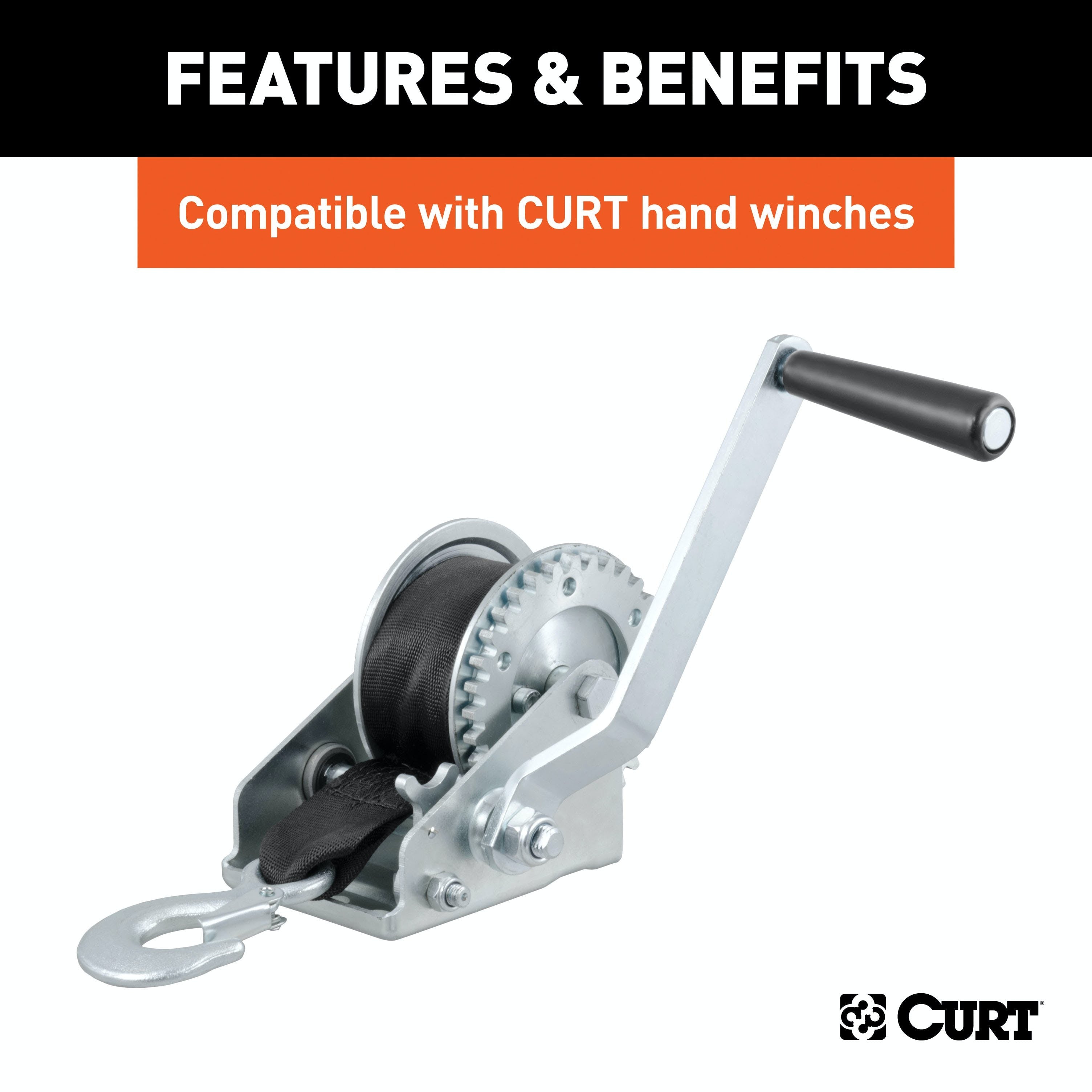 CURT 29007 20' Winch Strap with Snap Hook (1,333 lbs.)