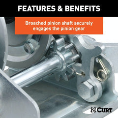 CURT 29433 Hand Crank Winch with 15' Strap (900 lbs, 6-1/2 Handle)