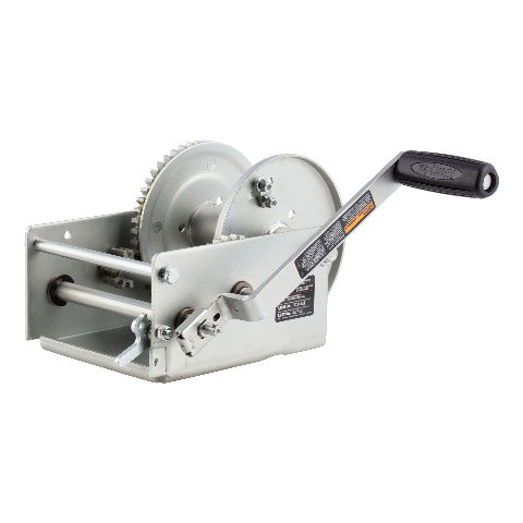 CURT 29538 Hand-Crank 2-Speed Winch, 3,800 lbs, 15.8:1 Low Gear Ratio, 9.6" Handle