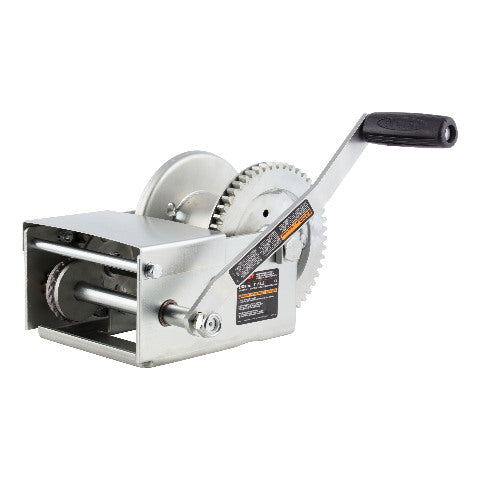 CURT 29625 Hand-Crank Brake Winch, 2,500 lbs, 15.8:1 Gear Ratio, 10.6" Handle