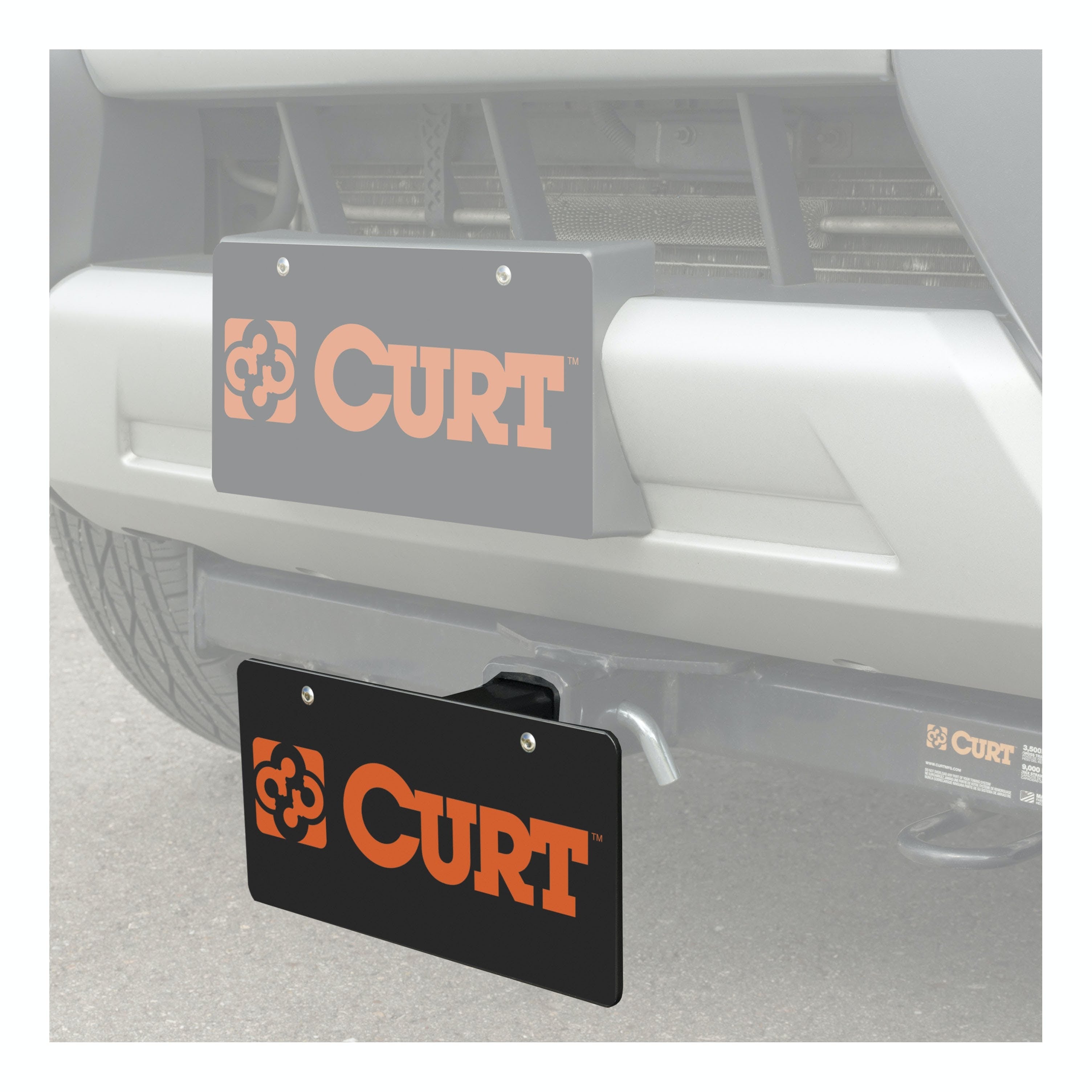 CURT 31002 Hitch-Mounted License Plate Holder (Fits 2 Receiver)