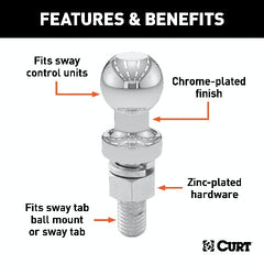 CURT 40093 Replacement 1-1/4 Sway Control Ball (5/8 x 1-3/4 Shank)