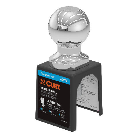 CURT 40173 2 in. Trailer Ball (3/4 in. x 3 in. Shank 3500 lbs. Chrome Packaged)