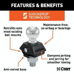 CURT 40247 RockerBall 2 Cushion Hitch Trailer Ball (1 Shank, 7,500 lbs.)