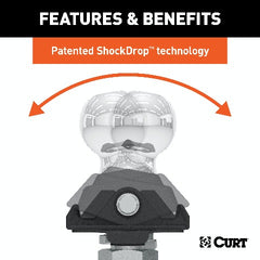 CURT 40247 RockerBall 2 Cushion Hitch Trailer Ball (1 Shank, 7,500 lbs.)