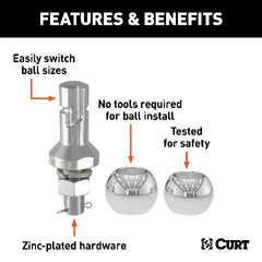 CURT 41782 Switch Ball Trailer Ball Set (1-7/8 and 2 Balls, 3/4 x 1-5/8 Shank)