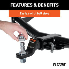 CURT 42225 Switch Ball Trailer Ball Set (1-7/8, 2 and 2-5/16 Balls, 1 x 2-1/4 Shank)