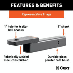 CURT 45012 Class 3 Ball Mount with Pin (2 Shank, 7,500 lbs., 2 Drop, 8-1/4 Long, in Box)