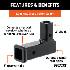 CURT 45013 Vertical Receiver Adapter (2 Shank, 5,000 lbs.)