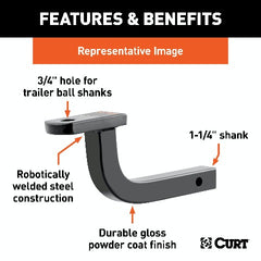 CURT 45014 Class 2 Ball Mount (1-1/4 Shank, 3,500 lbs., 5 Rise, 9-5/8 Long)