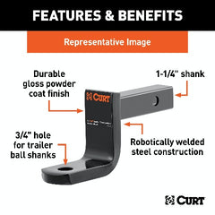 CURT 45017 Class 2 Ball Mount (1-1/4 Shank, 3,500 lbs., 3-1/4 Drop, 6-1/4 Long)