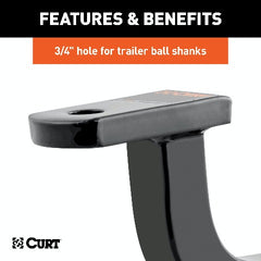 CURT 45023 Class 1 Ball Mount (1-1/4 Shank, 2,000 lbs., 3-3/4 Rise, 11-1/2 Long)