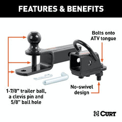 CURT 45029 ATV Towing Starter Kit with 2 Shank and 1-7/8 Trailer Ball