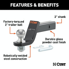 CURT 45056 Loaded Ball Mount with 2 Ball (2 Shank, 7,500 lbs., 4 Drop)