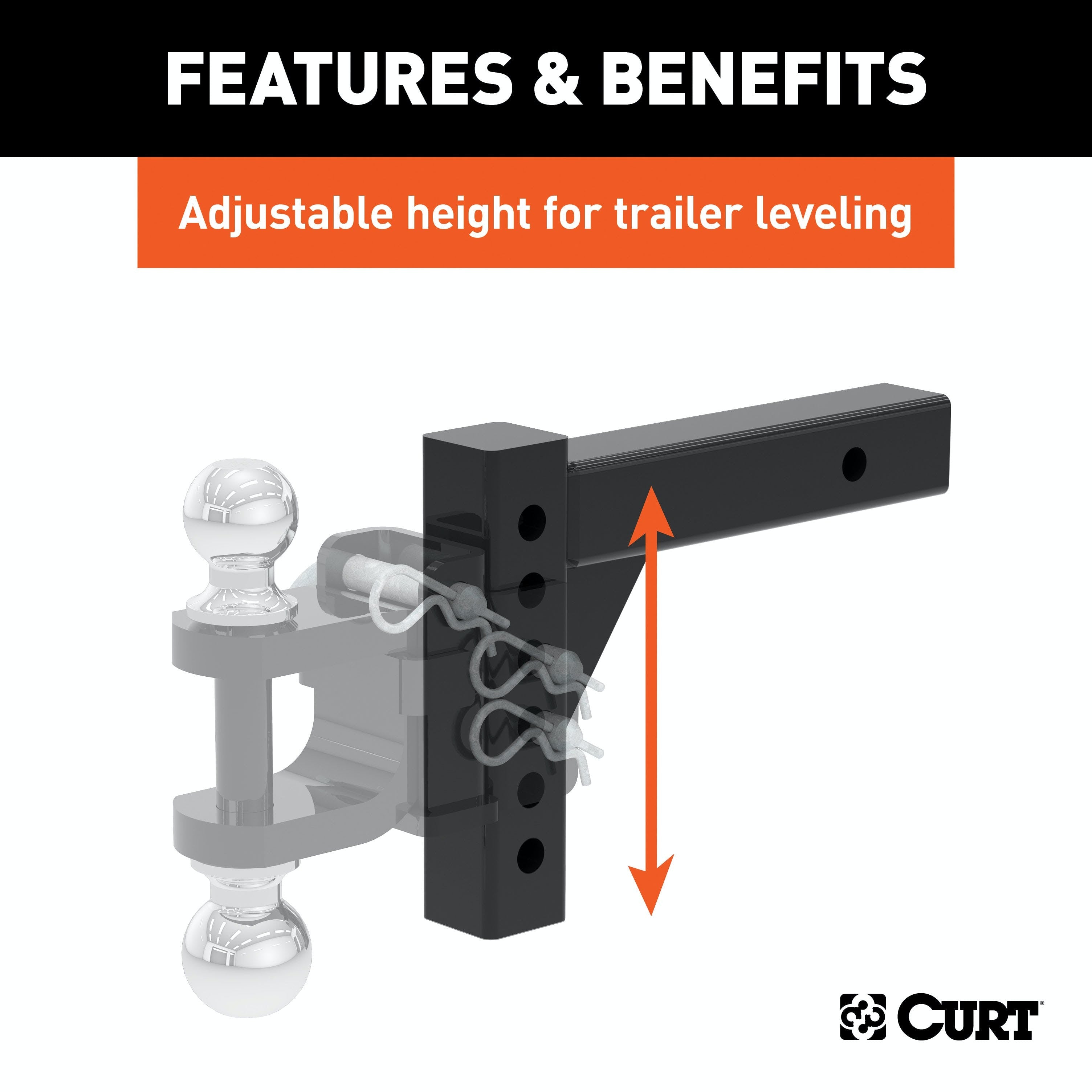 CURT 45059 Replacement Adjustable Ball Mount Shank (Fits #45049 or #45799)