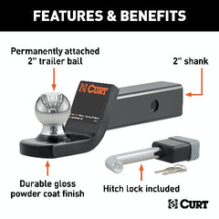 CURT 45141 Towing Starter Kit with 2 Ball (2 Shank, 7,500 lbs, 2 Drop)