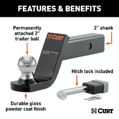 CURT 45142 Towing Starter Kit with 2 Ball (2 Shank, 7,500 lbs, 4 Drop)