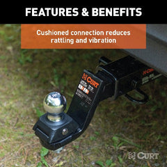 CURT 45143 RockerBall Cushion Hitch with 2 Ball (2 Shank, 7,500 lbs., 3 Drop)