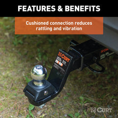 CURT 45143 RockerBall Cushion Hitch with 2 Ball (2 Shank, 7,500 lbs., 3 Drop)