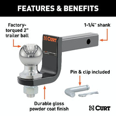 CURT 45148 Towing Starter Kit with 2 Ball (1-1/4 Shank, 3,500 lbs, 3-1/4 Drop)
