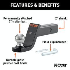 CURT 45154 Fusion Ball Mount with 2 Ball (2 Shank, 7,500 lbs., 4 Drop)