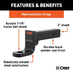CURT 45313 Class 4 Ball Mount (2 Shank, 12,000 lbs., 4 Drop, 9-3/8 Long)