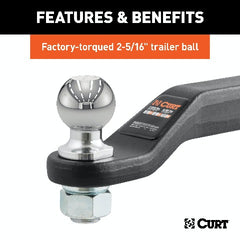 CURT 45331 Loaded Forged Ball Mount with 2-5/16 Ball (2 Shank, 15,000 lbs., 2 Drop)