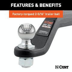 CURT 45332 Loaded Forged Ball Mount with 2-5/16 Ball (2 Shank, 15,000 lbs., 4 Drop)