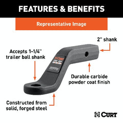 CURT 45340 Forged Ball Mount (2 Shank, 17,000 lbs., 2 Drop, 8-1/2 Long)