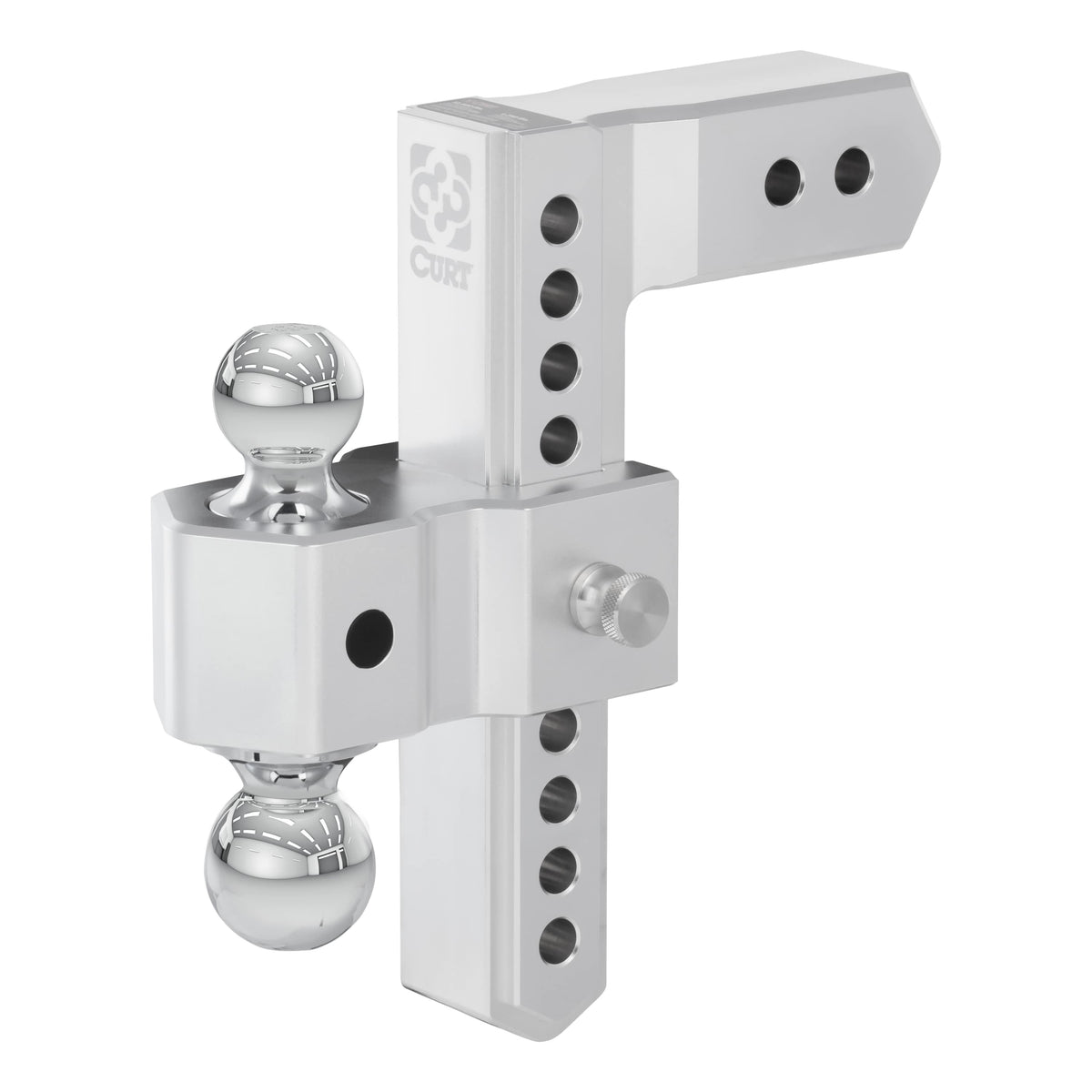 CURT AlumaLite Adjustable Aluminum Hitch with Dual Ball, 10" Drop, 2.5" Shank 45387