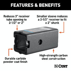 CURT 45408 Reducer Sleeve Set (3 to 2-1/2 to 2 Shanks, 2 Pieces)