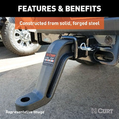 CURT 45430 Industrial Duty Forged Ball Mount (3 Shank, 21,000 lbs., 4 Drop, 9 Long)